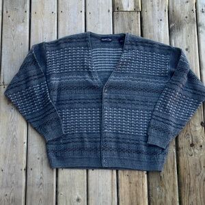 Hunt Club Gray Patterned Button Cardigan Mens Large
